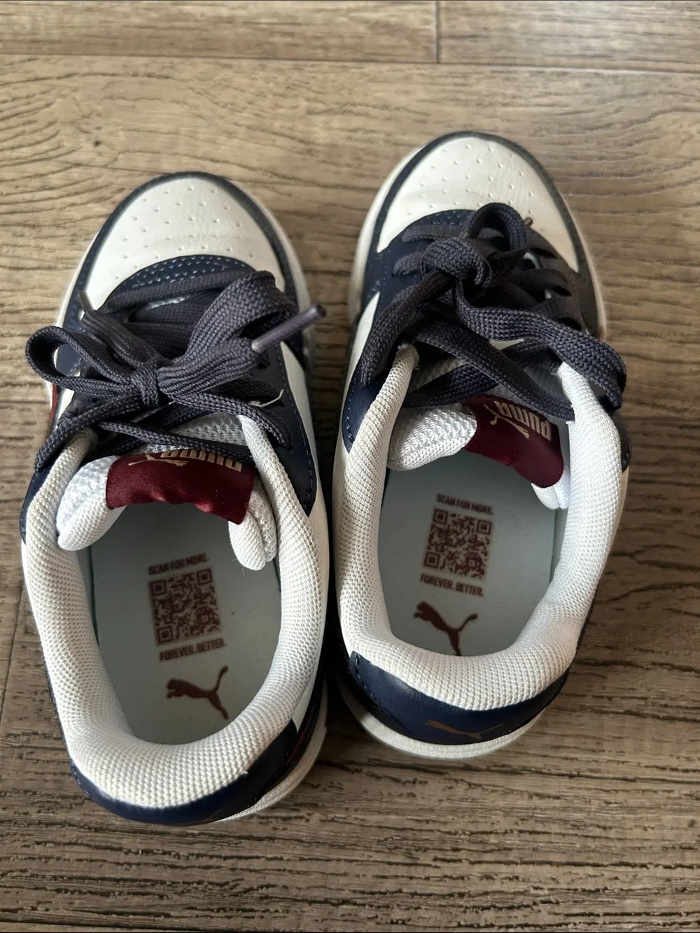 Puma Kids White Navy Burgundy Low-Top Sneakers